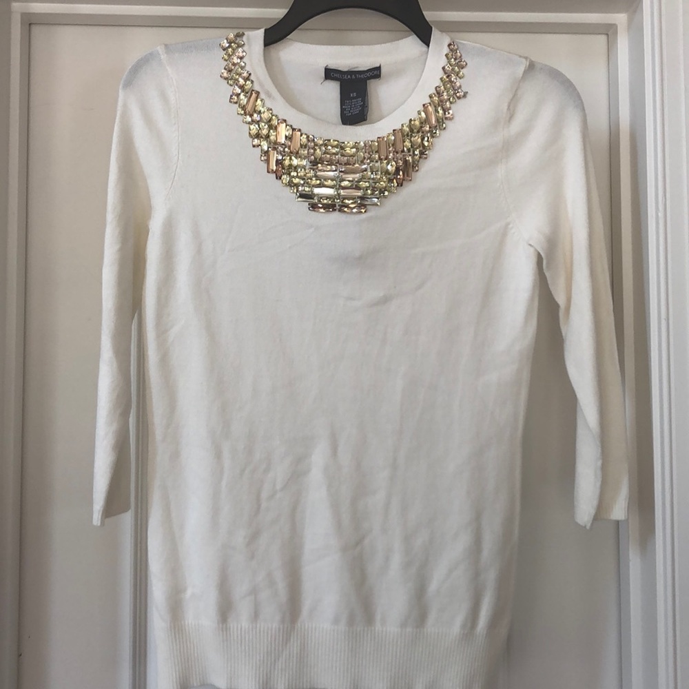 Cream bedazzled blouse